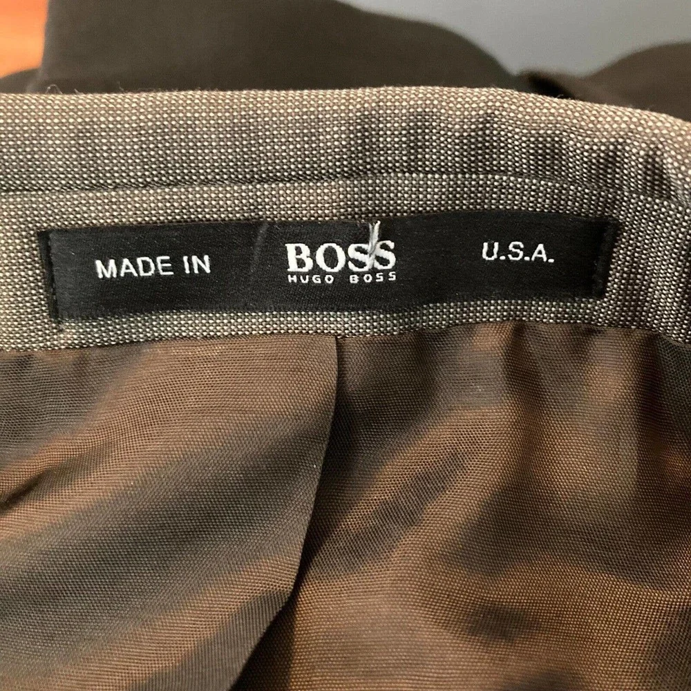 Hugo Boss Jacket Mens Sz 42L Super 100‎ Beige Wool Single-Breasted Blazer Suit